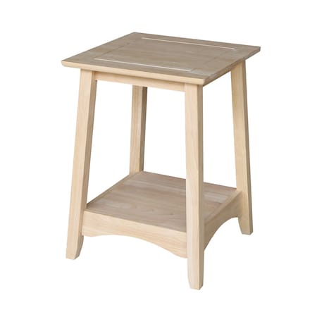 International Concepts Rectangle Bombay Tall End Table, 18 in W, 18 in L, 25 in H, Wood, Unfinished OT-4TE